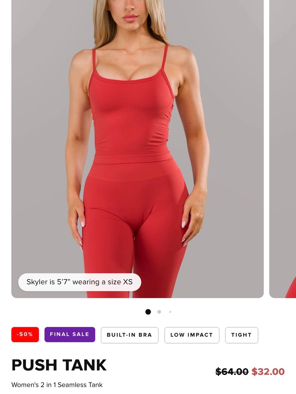 Alphalete Push Tank in Red XS